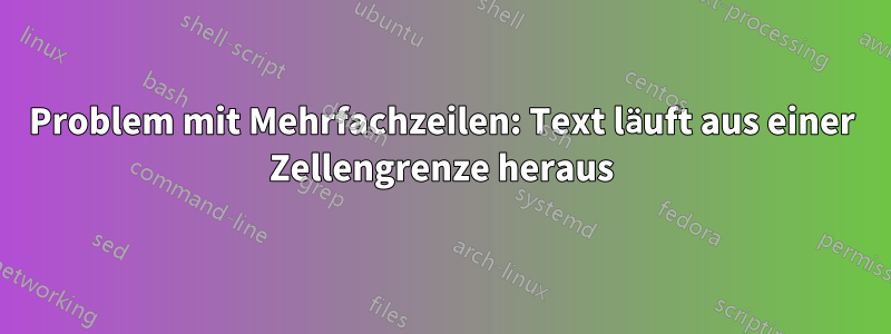 Problem mit Mehrfachzeilen: Text läuft aus einer Zellengrenze heraus