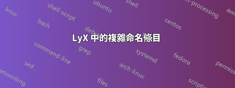 LyX 中的複雜命名條目