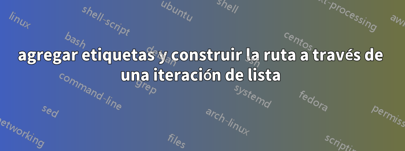 agregar etiquetas y construir la ruta a través de una iteración de lista