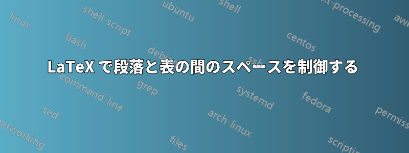 LaTeX で段落と表の間のスペースを制御する