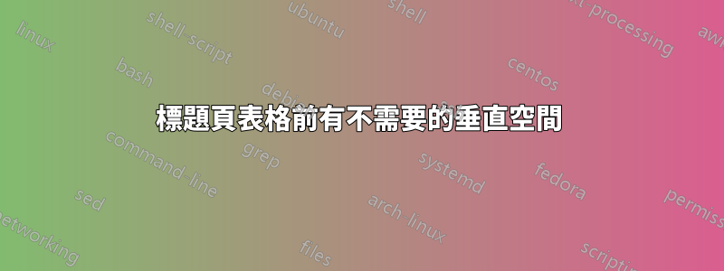 標題頁表格前有不需要的垂直空間