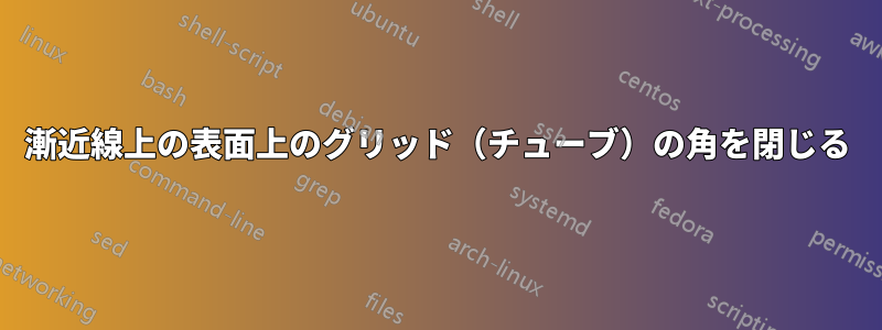 漸近線上の表面上のグリッド（チューブ）の角を閉じる