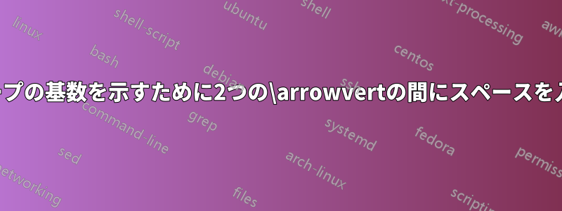 グループの基数を示すために2つの\arrowvertの間にスペースを入れる