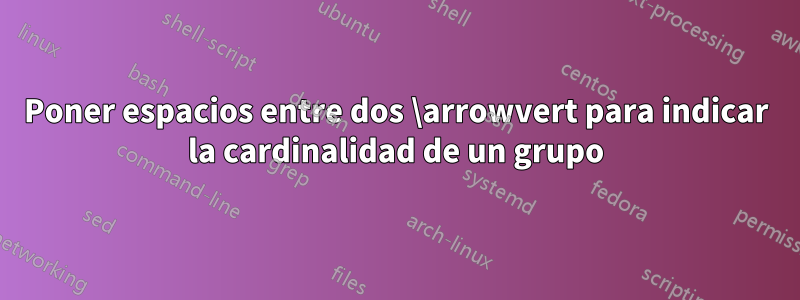 Poner espacios entre dos \arrowvert para indicar la cardinalidad de un grupo