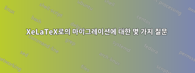 XeLaTeX로의 마이그레이션에 대한 몇 가지 질문