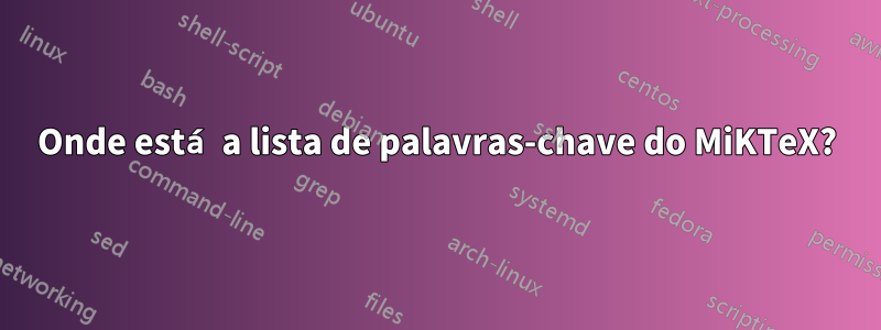 Onde está a lista de palavras-chave do MiKTeX?