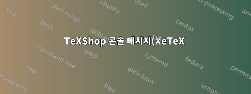 TeXShop 콘솔 메시지(XeTeX)