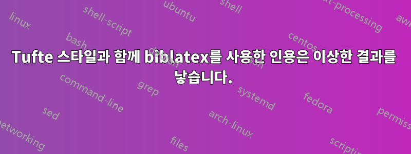 Tufte 스타일과 함께 biblatex를 사용한 인용은 이상한 결과를 낳습니다.