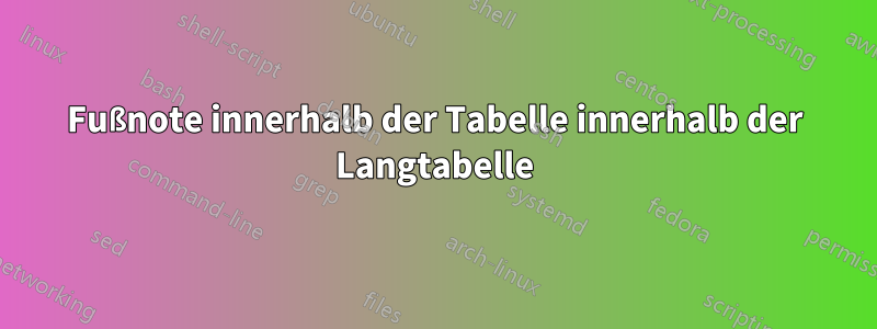 Fußnote innerhalb der Tabelle innerhalb der Langtabelle