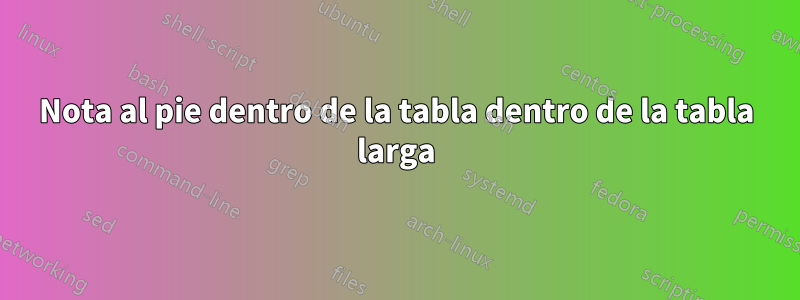 Nota al pie dentro de la tabla dentro de la tabla larga