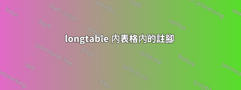 longtable 內表格內的註腳