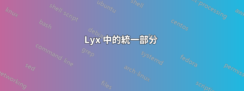 Lyx 中的統一部分