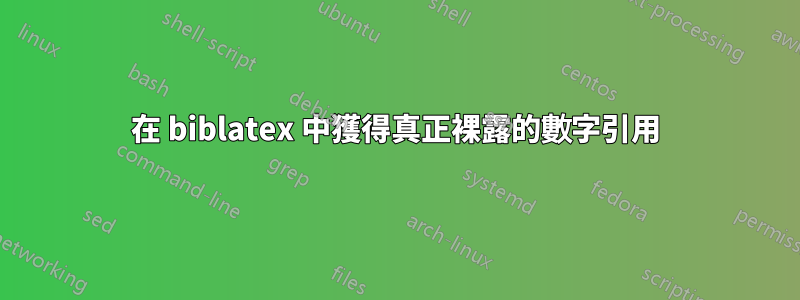 在 biblatex 中獲得真正裸露的數字引用