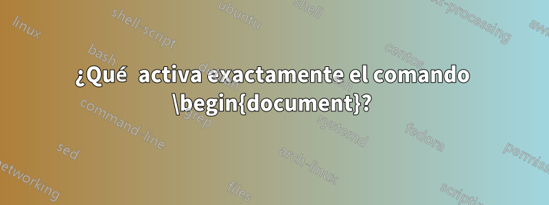 ¿Qué activa exactamente el comando \begin{document}?