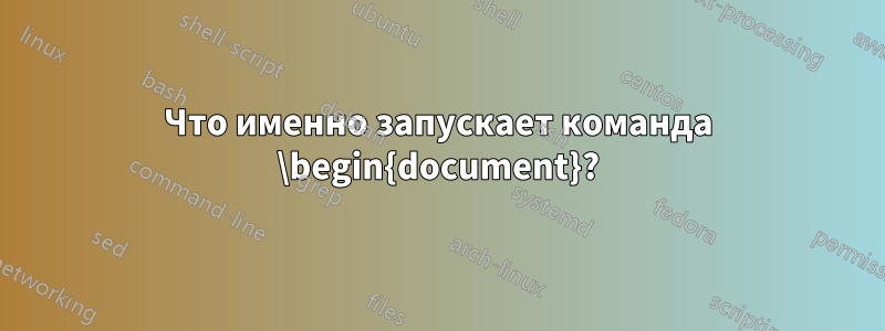 Что именно запускает команда \begin{document}?