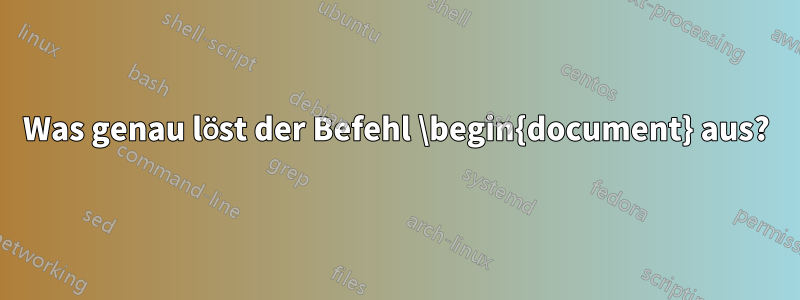 Was genau löst der Befehl \begin{document} aus?