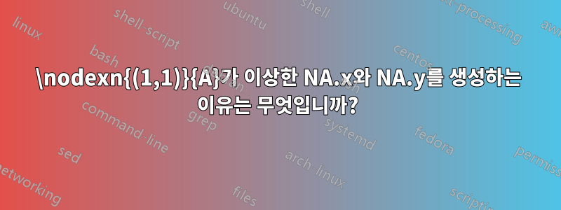 \nodexn{(1,1)}{A}가 이상한 NA.x와 NA.y를 생성하는 이유는 무엇입니까?