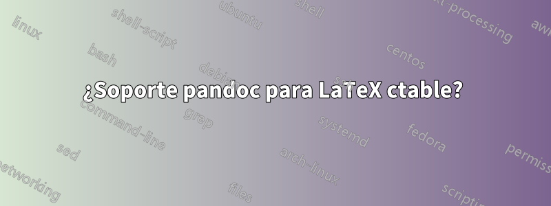¿Soporte pandoc para LaTeX ctable?