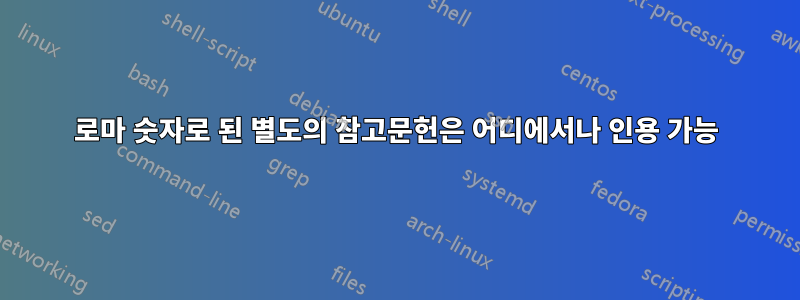 로마 숫자로 된 별도의 참고문헌은 어디에서나 인용 가능