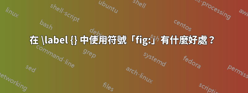 在 \label {} 中使用符號「fig:」有什麼好處?