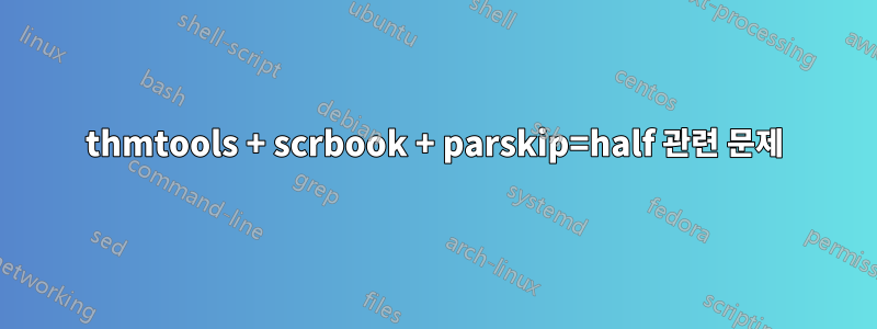 thmtools + scrbook + parskip=half 관련 문제