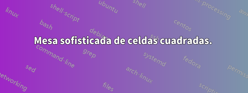 Mesa sofisticada de celdas cuadradas.