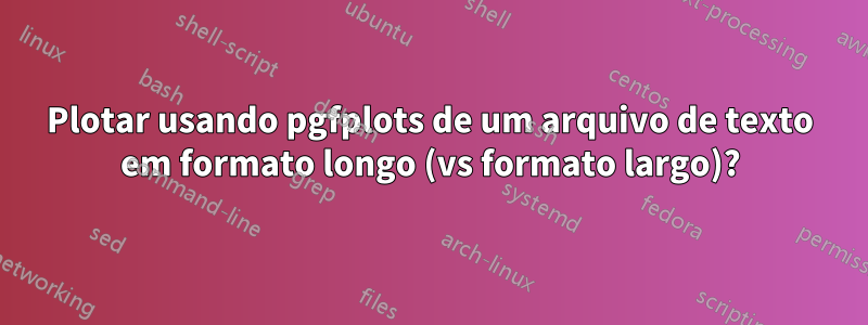Plotar usando pgfplots de um arquivo de texto em formato longo (vs formato largo)?