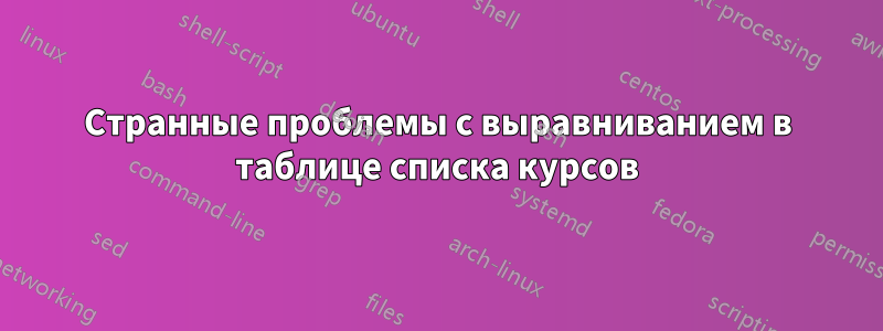 Странные проблемы с выравниванием в таблице списка курсов