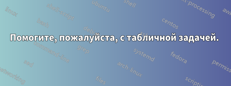 Помогите, пожалуйста, с табличной задачей.