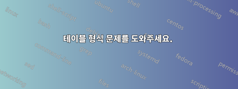 테이블 형식 문제를 도와주세요.