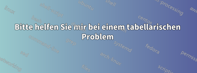 Bitte helfen Sie mir bei einem tabellarischen Problem