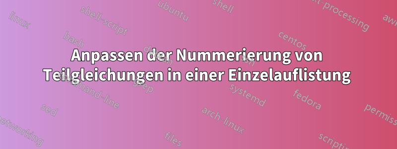 Anpassen der Nummerierung von Teilgleichungen in einer Einzelauflistung