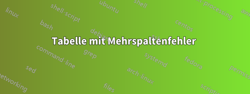 Tabelle mit Mehrspaltenfehler
