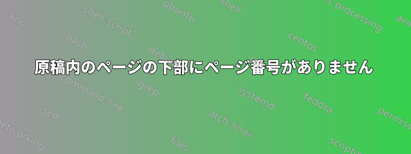原稿内のページの下部にページ番号がありません