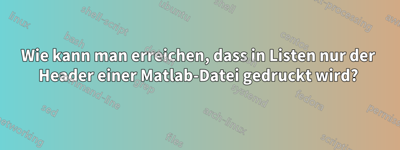 Wie kann man erreichen, dass in Listen nur der Header einer Matlab-Datei gedruckt wird?