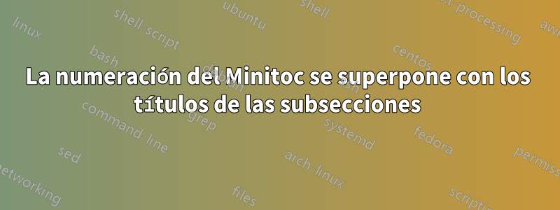 La numeración del Minitoc se superpone con los títulos de las subsecciones