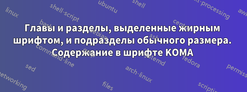 Главы и разделы, выделенные жирным шрифтом, и подразделы обычного размера. Содержание в шрифте KOMA