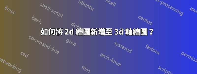 如何將 2d 繪圖新增至 3d 軸繪圖？