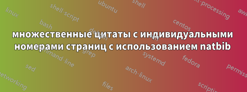 множественные цитаты с индивидуальными номерами страниц с использованием natbib