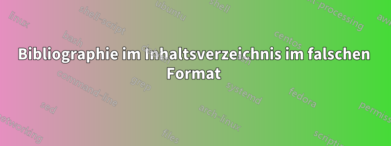 Bibliographie im Inhaltsverzeichnis im falschen Format