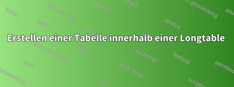 Erstellen einer Tabelle innerhalb einer Longtable