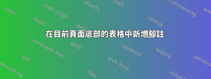 在目前頁面底部的表格中新增腳註