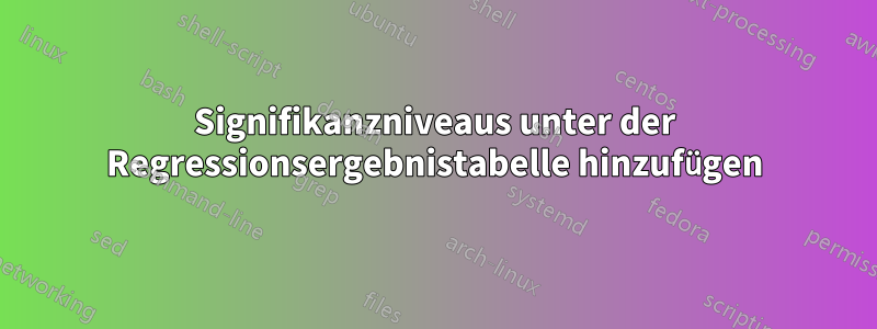 Signifikanzniveaus unter der Regressionsergebnistabelle hinzufügen