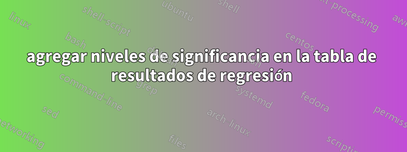 agregar niveles de significancia en la tabla de resultados de regresión