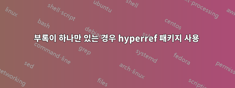 부록이 하나만 있는 경우 hyperref 패키지 사용