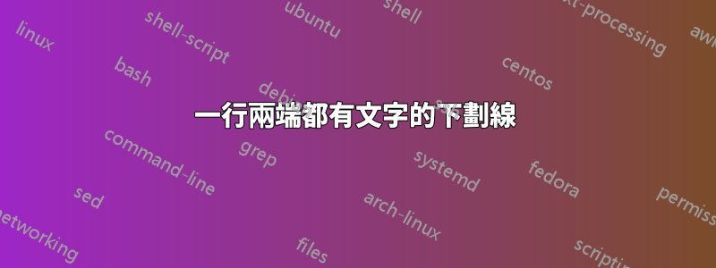 一行兩端都有文字的下劃線