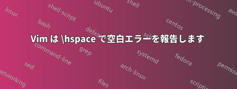 Vim は \hspace で空白エラーを報告します
