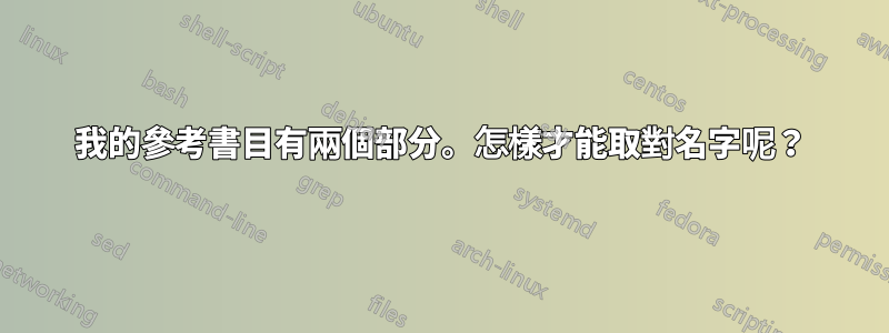 我的參考書目有兩個部分。怎樣才能取對名字呢？