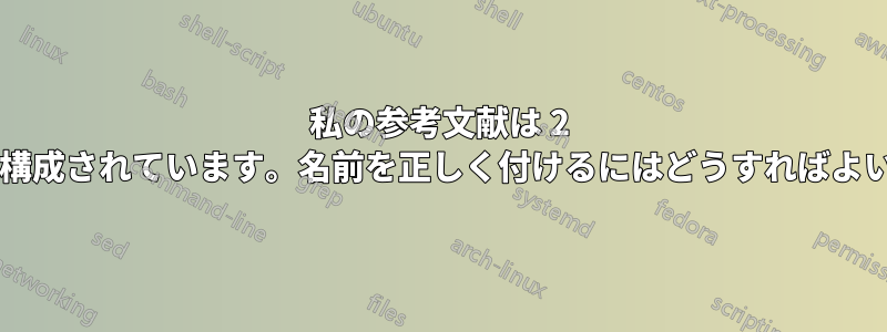 私の参考文献は 2 つの部分から構成されています。名前を正しく付けるにはどうすればよいでしょうか?
