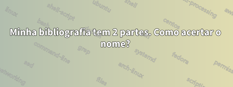 Minha bibliografia tem 2 partes. Como acertar o nome?